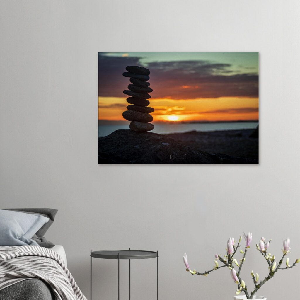 Beach Stone Stack At Sunset On Dinas Dinlle Beach