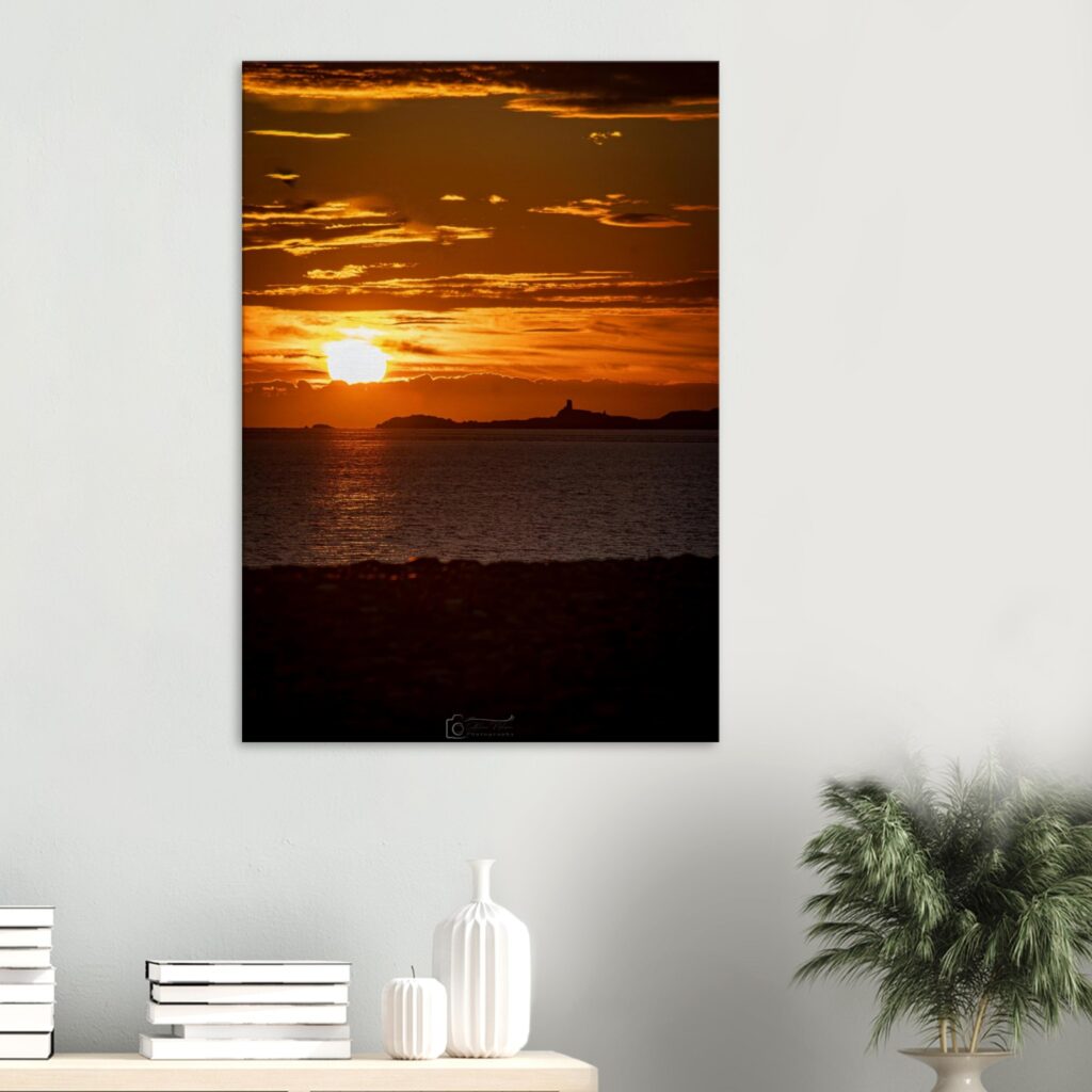 Dinas Dinlle Sunset Overlooking Anglesey Llanddwyn Island Lighthouse