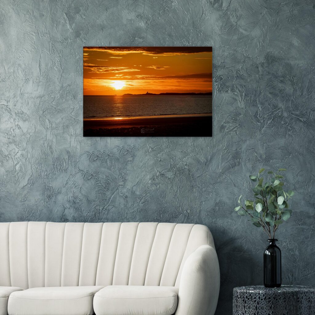 Dinas Dinlle Sunset Overlooking Anglesey Llanddwyn Island Lighthouse