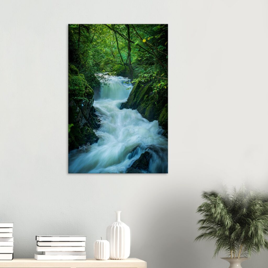 Heavy Rain Rapids of Ceunant Mawr Large Waterfall