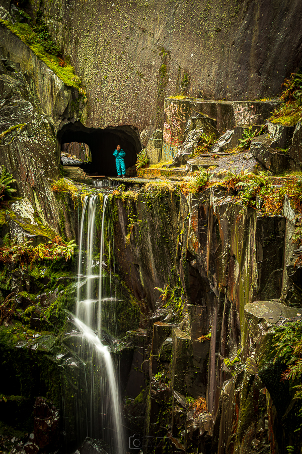 Evelyn within the Dinorwig Quarry Secret Waterfall